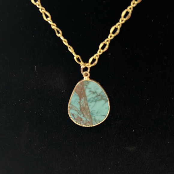 Turquoise and gold Double strand necklace - Picture 4 of 8